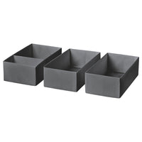SKUBB box, set of 3, dark grey, 20x38x12 cm