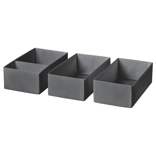 SKUBB box, set of 3, dark grey, 20x38x12 cm