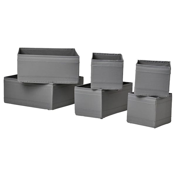 Ikea SKUBB - Box, set of 6, dark grey