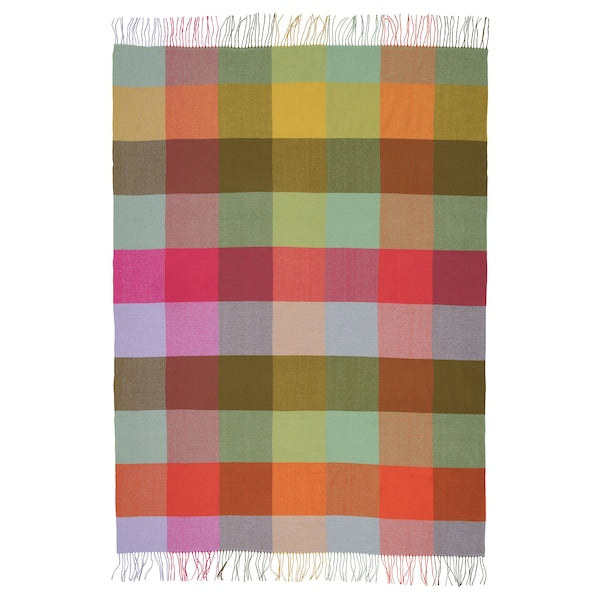 SKUGGBRÄKEN - Throw, multicolour/check pattern, 120x160 cm