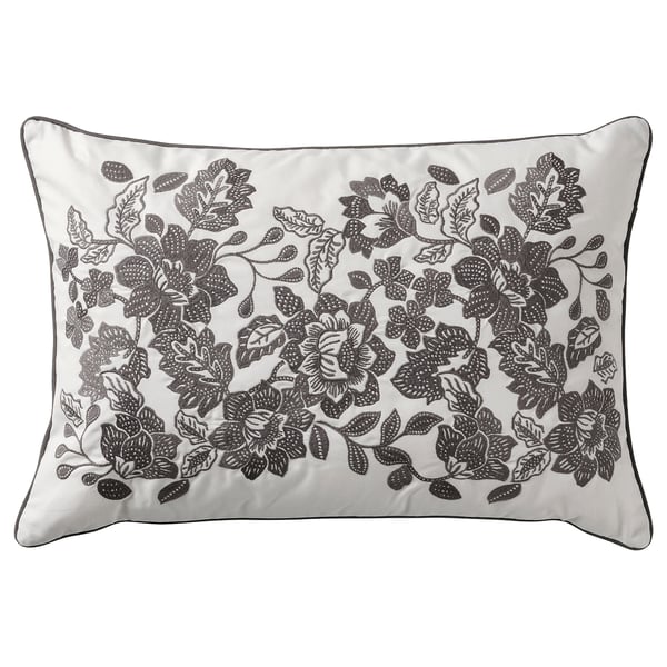 SKUGGNÄVA cushion, white/grey, 40x58 cm