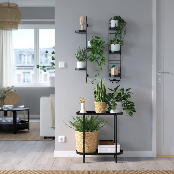 SKUGGRÖNA wall mounted plant stand, black, 78 cm