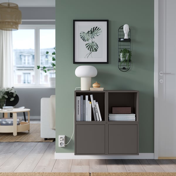 SKUGGRÖNA wall mounted plant stand, black, 54 cm