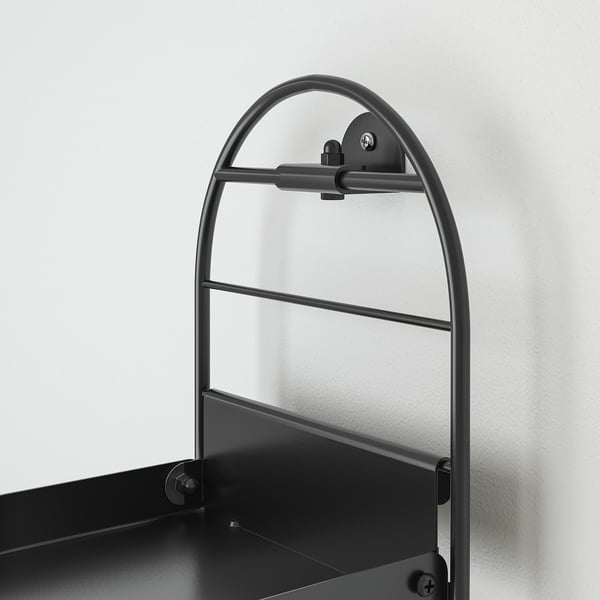 SKUGGRÖNA wall mounted plant stand, black, 78 cm
