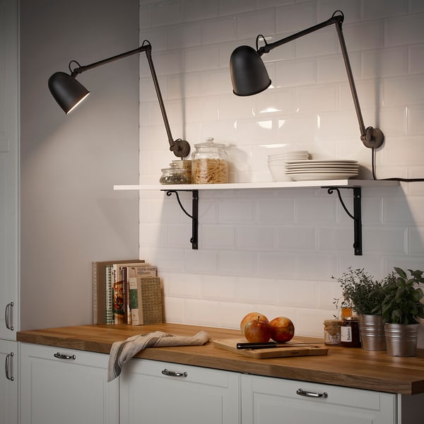 SKURUP work/wall lamp, black, 12 cm