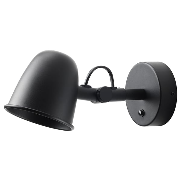 SKURUP wall lamp, wired-in installation, black, 9 cm