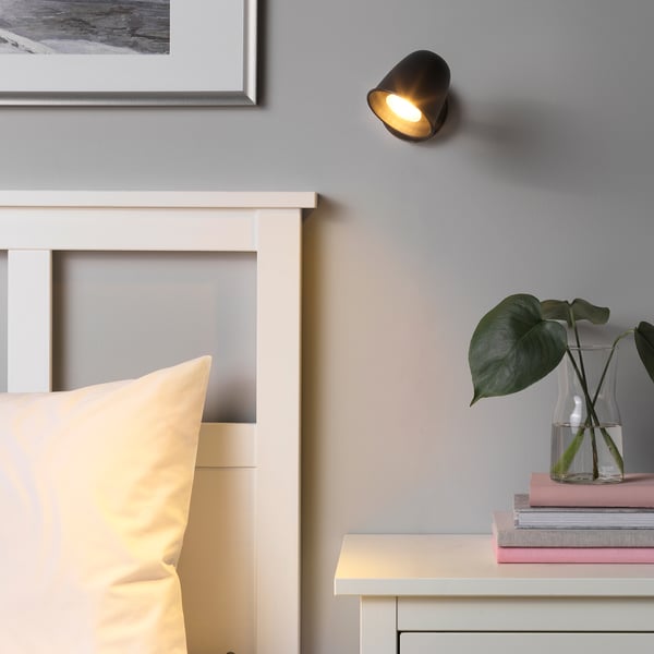 SKURUP wall lamp, wired-in installation, black, 9 cm