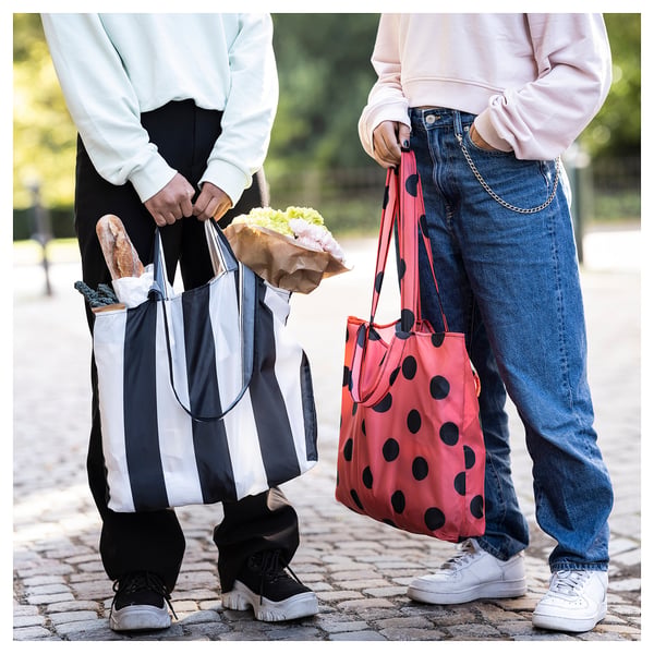 SKYNKE carrier bag, striped/black white, 45x36 cm