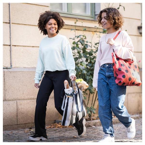 SKYNKE carrier bag, striped/black white, 45x36 cm