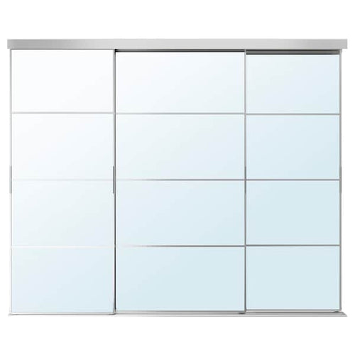 SKYTTA / AULI - SKYTTA / AULI Sliding door combination, aluminium/mirror glass, 251x205 cm