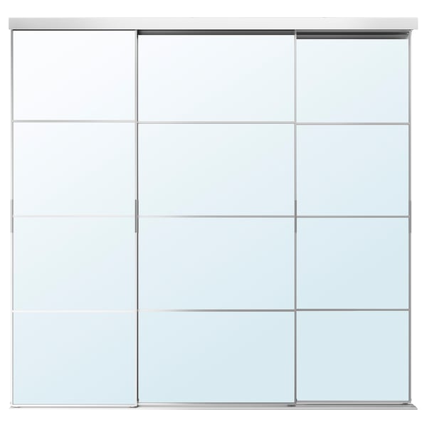 SKYTTA / AULI - SKYTTA / AULI Sliding door combination, aluminium/mirror glass, 251x240 cm