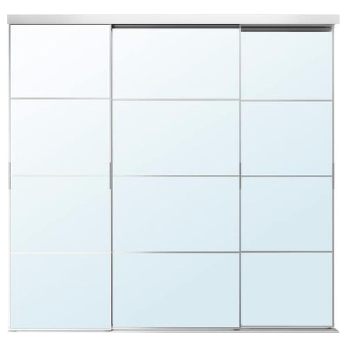SKYTTA / AULI - SKYTTA / AULI Sliding door combination, aluminium/mirror glass, 251x240 cm