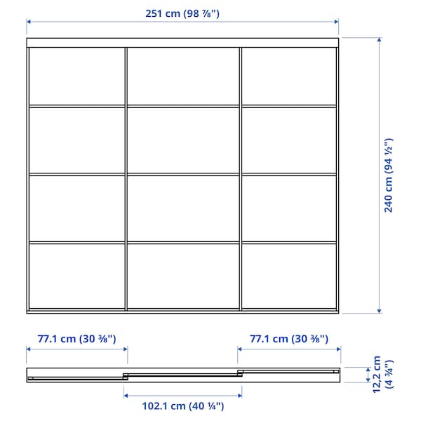 Ikea SKYTTA / AULI - Sliding door combination, aluminium/mirror glass, 251x240 cm