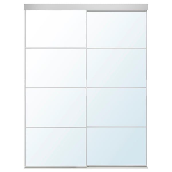 SKYTTA / AULI - SKYTTA / AULI Sliding door combination, aluminium/mirror glass, 152x205 cm