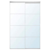 SKYTTA / AULI - Sliding door combination, aluminium/mirror glass, 152x240 cm
