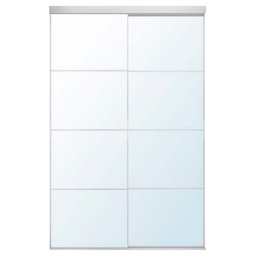 SKYTTA / AULI - SKYTTA / AULI Sliding door combination, aluminium/mirror glass, 152x240 cm