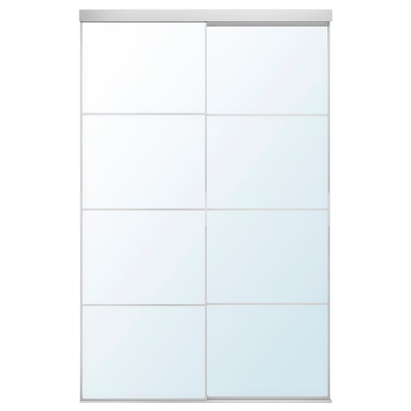 SKYTTA / AULI sliding door combination, aluminium/mirror glass, 152x240 cm