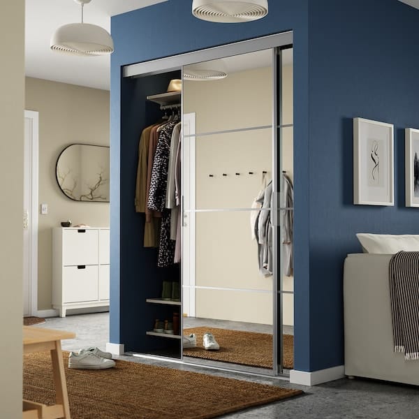 Ikea SKYTTA / AULI - Sliding door combination, aluminium/mirror glass, 152x205 cm