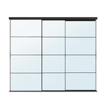 SKYTTA / AULI sliding door combination, black/mirror glass, 276x240 cm