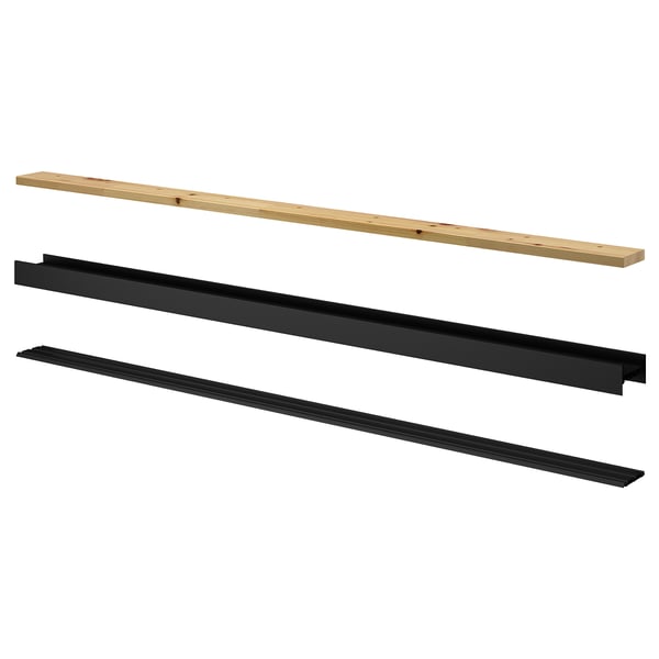 SKYTTA rail for sliding door frame, 3 tracks black, 200.0x12.2 cm