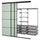 SKYTTA / BOAXEL - SKYTTA / BOAXEL Walk-in wardrobe with sliding doors, black anthracite/Mehamn light green, 251x115x240 cm