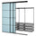 SKYTTA / BOAXEL - SKYTTA / BOAXEL Walk-in wardrobe with sliding doors, black metal/Mehamn light blue, 251x115x240 cm