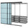 SKYTTA / BOAXEL - SKYTTA / BOAXEL Walk-in wardrobe with sliding doors, black metal/Mehamn light blue, 251x115x205 cm