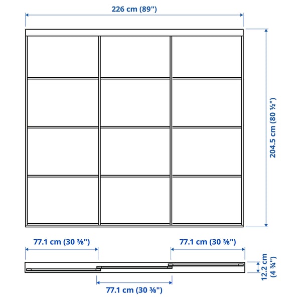 SKYTTA / HOKKSUND - SKYTTA / HOKKSUND Sliding door combination, black/high-gloss light grey, 226x205 cm