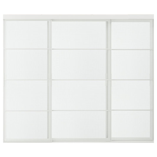 SKYTTA / LUNDBRÄSMA sliding door combination, white/checkered glass, 251x205 cm