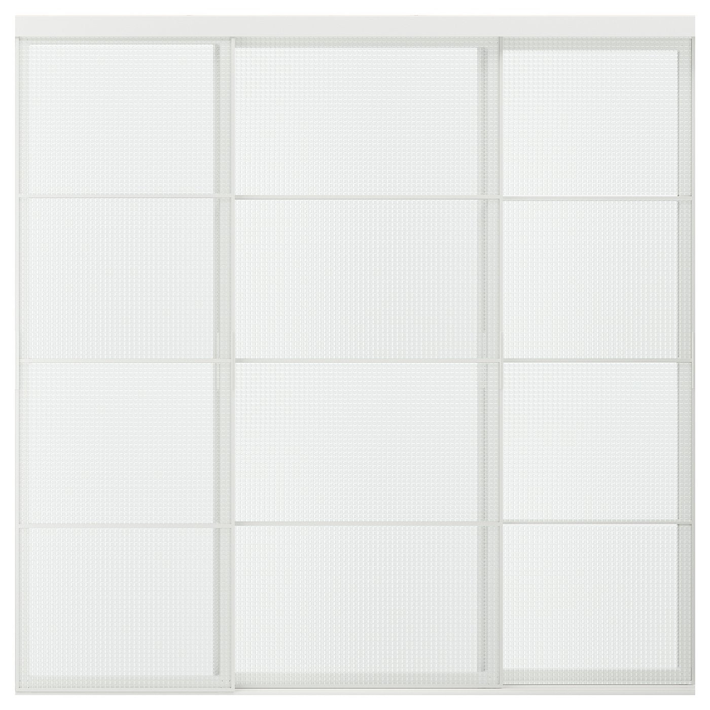 SKYTTA / LUNDBRÄSMA sliding door combination, white/checkered glass, 251x240 cm