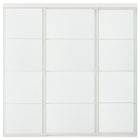 SKYTTA / LUNDBRÄSMA sliding door combination, white/checkered glass, 251x240 cm
