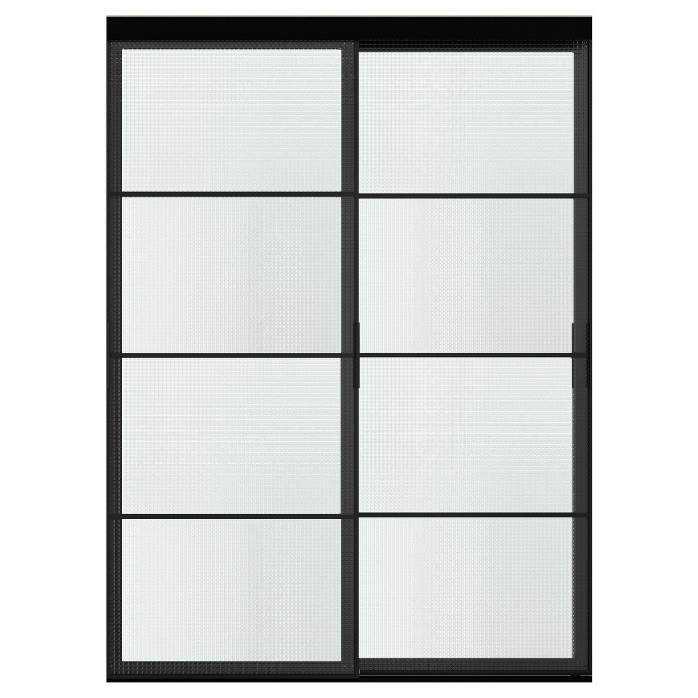SKYTTA / LUNDBRÄSMA sliding door combination, black/checkered glass, 152x205 cm
