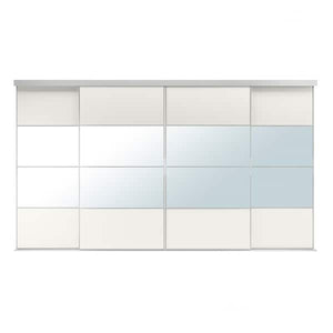 Ikea SKYTTA / MEHAMN/AULI - Sliding door combination, aluminium/white mirror glass, 351x205 cm