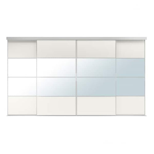 SKYTTA / MEHAMN/AULI - SKYTTA / MEHAMN/AULI Sliding door combination, aluminium/white mirror glass, 351x205 cm