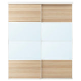 SKYTTA / MEHAMN/AULI sliding door combination, white/white stained oak effect mirror glass, 202x240 cm