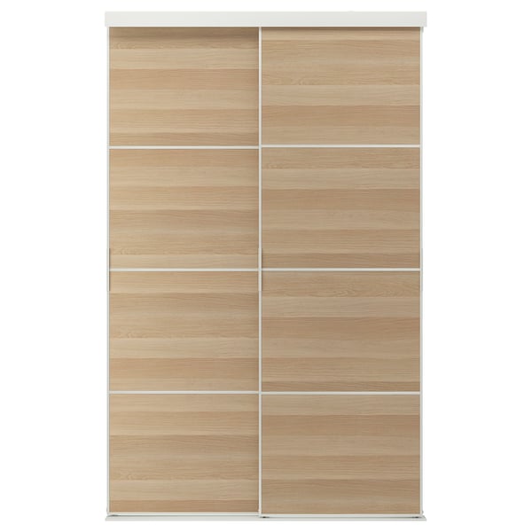 SKYTTA / MEHAMN - SKYTTA / MEHAMN Sliding door combination, white/double sided white stained oak effect, 152x240 cm