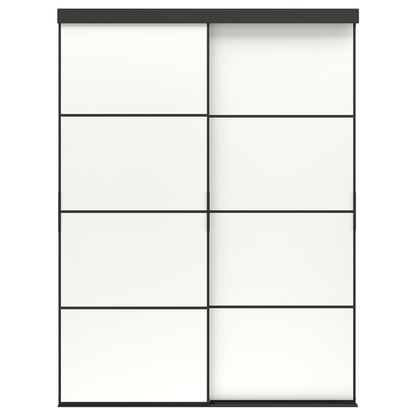 SKYTTA / MEHAMN sliding door combination, black/double sided white, 152x205 cm