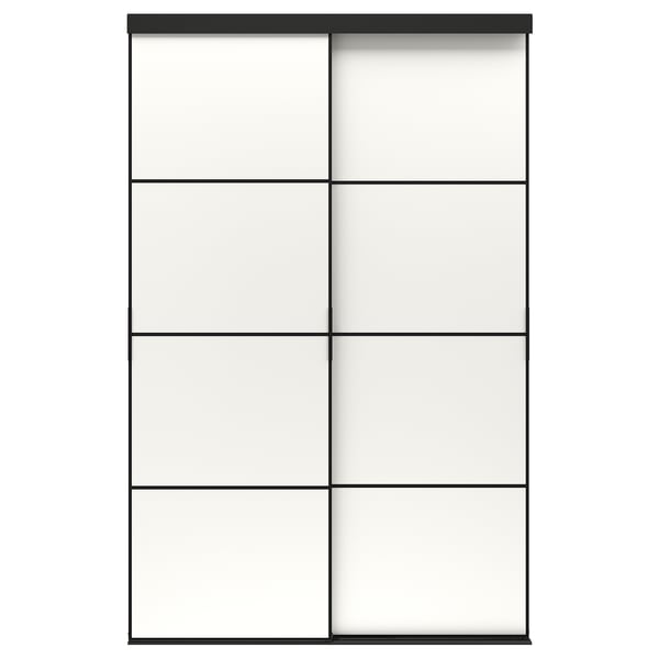 SKYTTA / MEHAMN sliding door combination, black/double sided white, 152x240 cm