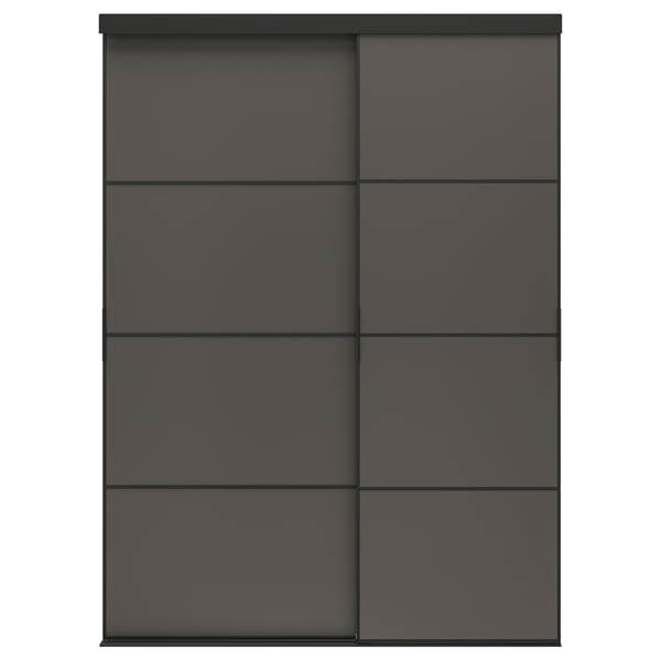 SKYTTA / MEHAMN sliding door combination, black/double sided dark grey, 177x240 cm