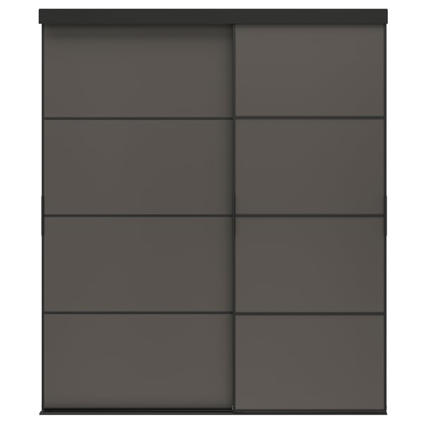 SKYTTA / MEHAMN sliding door combination, black/double sided dark grey, 177x205 cm