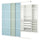 SKYTTA / PAX - Walk-in wardrobe with sliding doors, white double-face/Mehamn blue/light green,251x115x240 cm