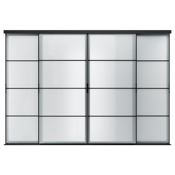SKYTTA / SVARTISDAL - Sliding door combination, black/white paper, 351x240 cm