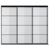 SKYTTA / SVARTISDAL sliding door combination, black/white paper effect, 301x240 cm