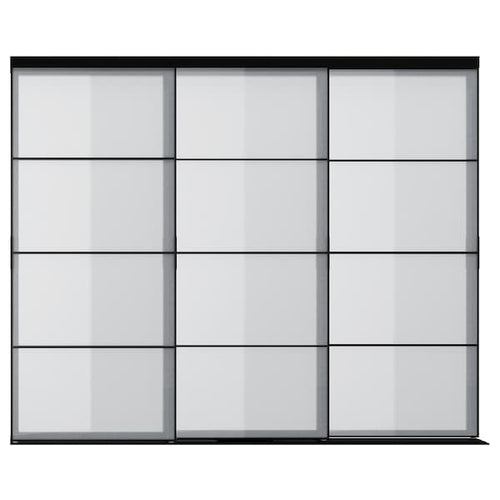 SKYTTA / SVARTISDAL - Sliding door combination, black/white paper effect,301x240 cm