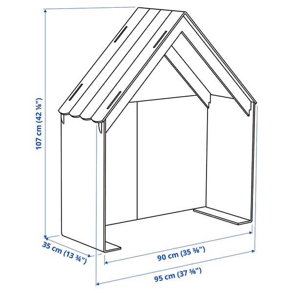 SLÄKT bed accessory, house shaped/grey, 95x107x35 cm