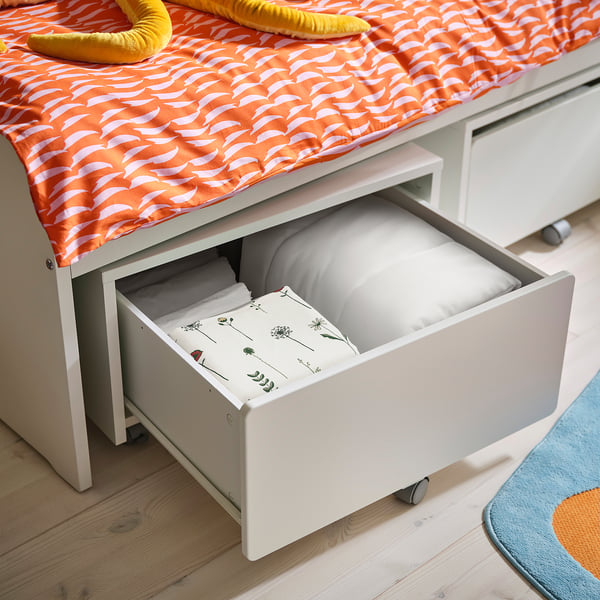 SLÄKT storage box with castors, white, 62x62x35 cm