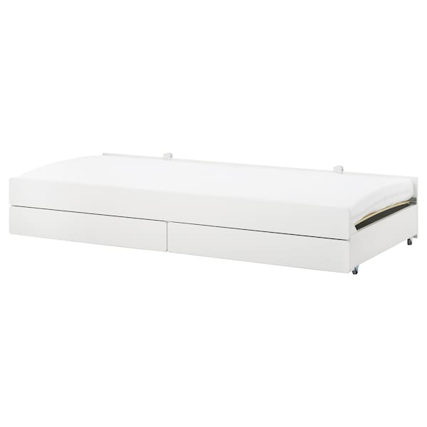 SLÄKT - Lower bed with storage, white, 90x200 cm