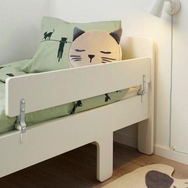 Ikea SLÄKT / NATTAPA - Ext bed frm w guard rl+slat bd base, white, 80x200 cm