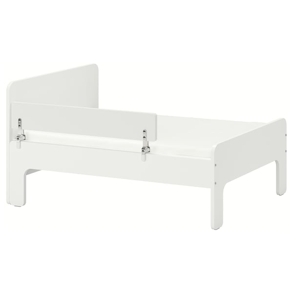 SLÄKT / NATTAPA ext bed frm w guard rl+slat bd base, white, 80x200 cm