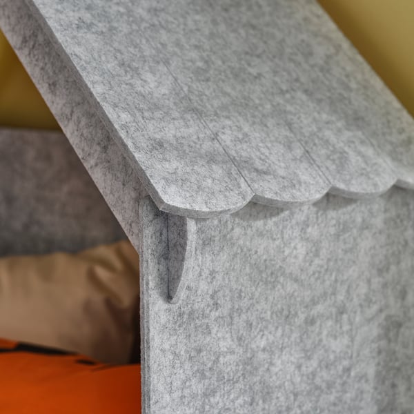 SLÄKT bed frame, incl bed accessory/grey, 90x200 cm
